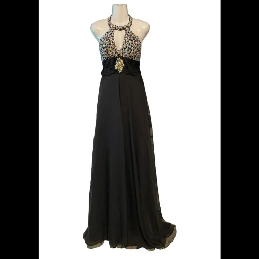 NWT Mac Duggal Black Evening Formal Dress Gown